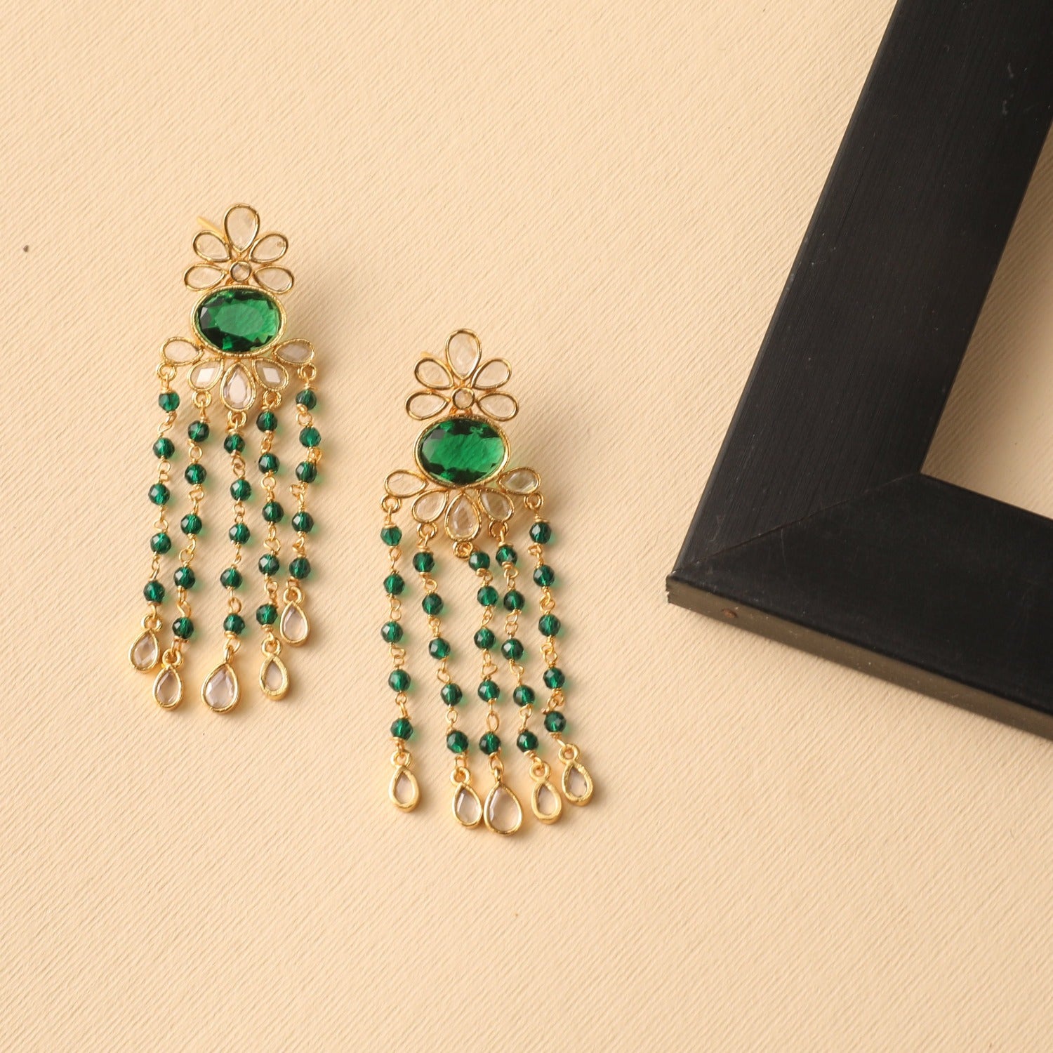 Green Color Girls Fashion Earrings | FashionCrab.com